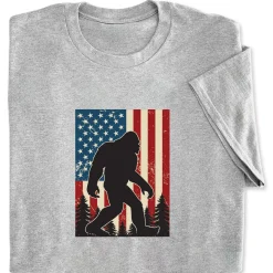 Adult Sasquatch American Flag Grey T-Shirt