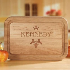 Alder Fleur de lis Personalized Wood Cutting Board
