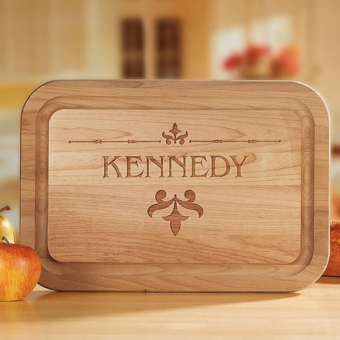 Alder Fleur de lis Personalized Wood Cutting Board