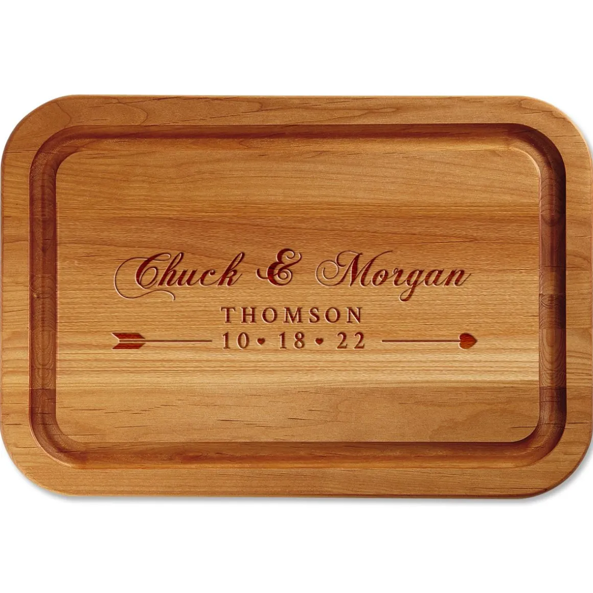 Alder Heart Bow Arrow Personalized Wood Cutting Board