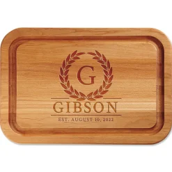 Alder Laurel Wreath Personalized Wood Cutting Board