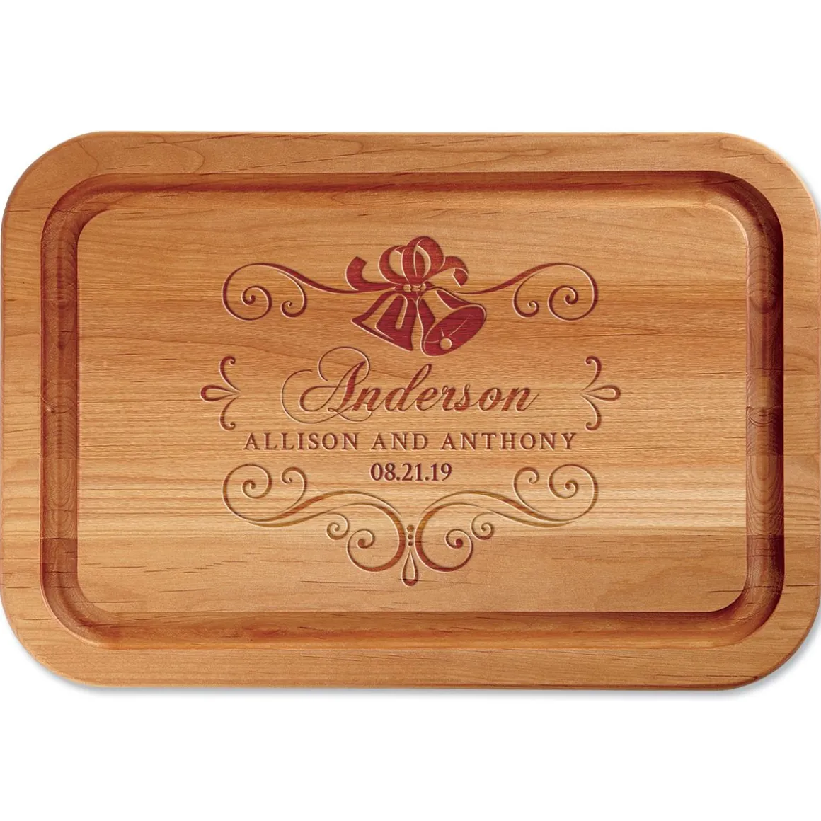 Alder Wedding Bells Personalized Wood Cutting Board