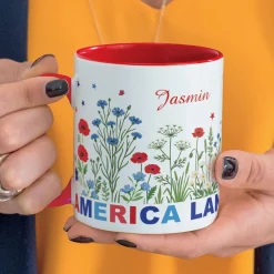 America Floral Personalized Mug