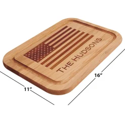 American Flag Personalized Alder Wood Cutting Board
