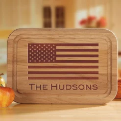 American Flag Personalized Alder Wood Cutting Board