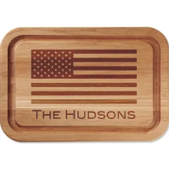American Flag Personalized Alder Wood Cutting Board