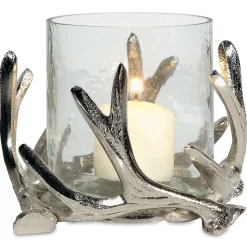 Antler Metal & Glass Candle Holder