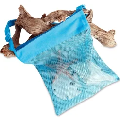 Aqua Personalized Mesh Seashell Bag
