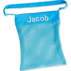 Aqua Personalized Mesh Seashell Bag
