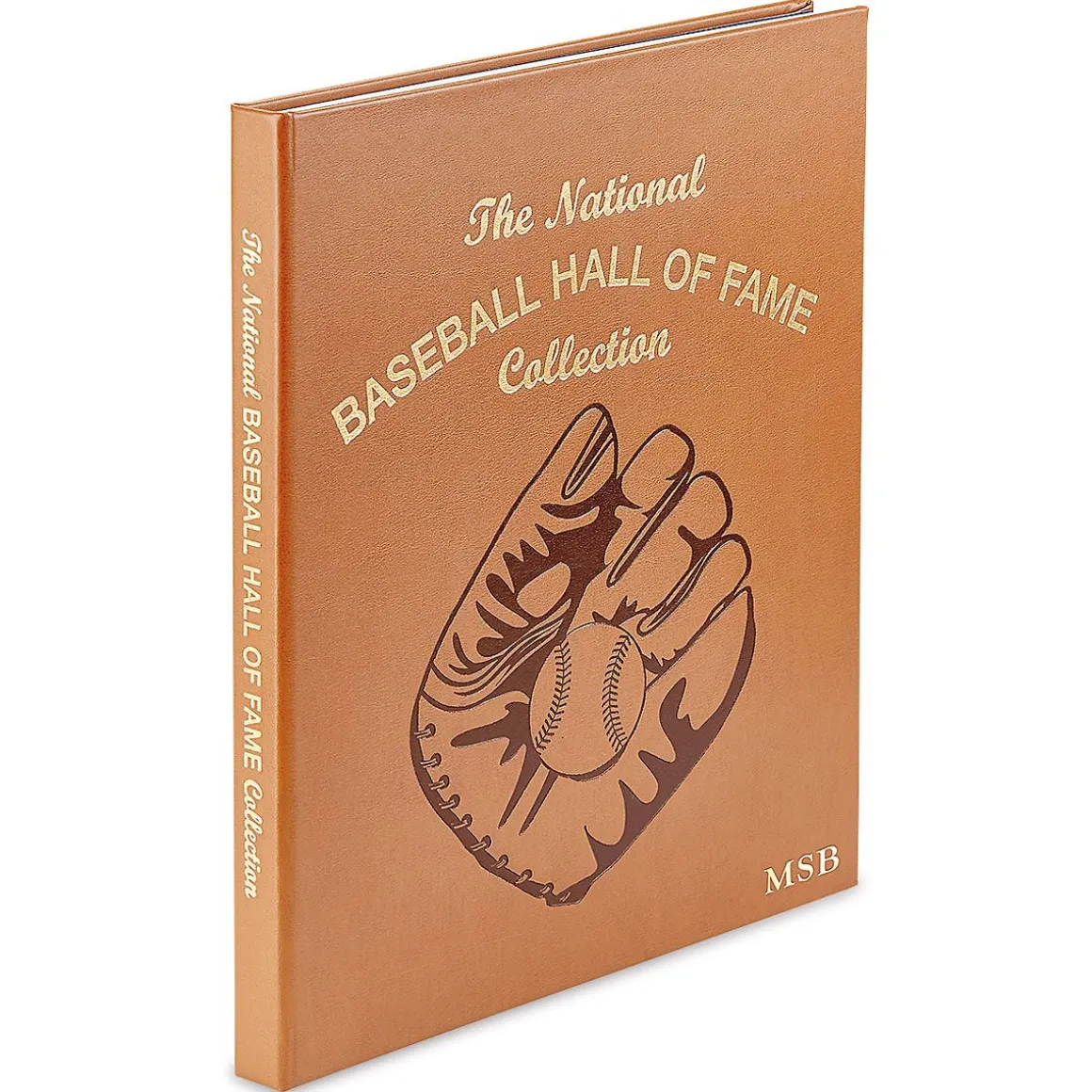 Baseball Hall of Fame Personalized Tan Leather-Bound Book