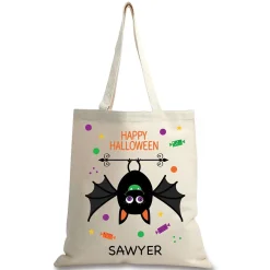 Bat Personalized Halloween Canvas Tote