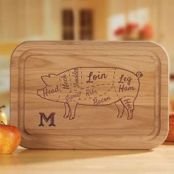 BBQ Cuts of Pork Personalized Wood Cutting Board
