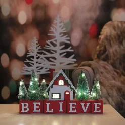 Believe Christmas House with Trees LED Display