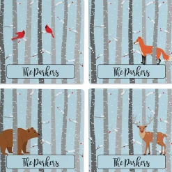 Birch Trees Personalized Ceramic Coasters