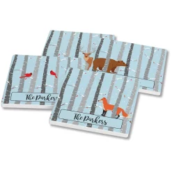 Birch Trees Personalized Ceramic Coasters