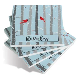 Birch Trees Personalized Ceramic Coasters