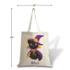 Black Cat Personalized Halloween Canvas Tote