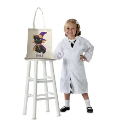 Black Cat Personalized Halloween Canvas Tote
