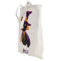 Black Cat Personalized Halloween Canvas Tote