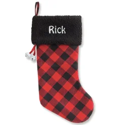 Black Cuff Buffalo Plaid Personalized Christmas Stocking