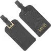 Black Leather Personalized Luggage Tag