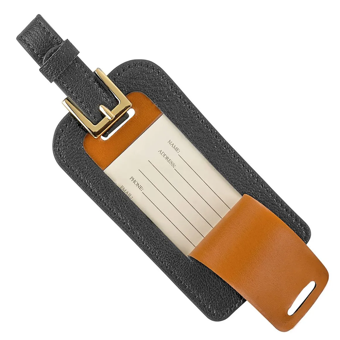 Black Leather Personalized Luggage Tag