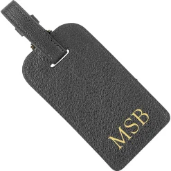 Black Leather Personalized Luggage Tag