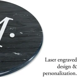 Black Marble Monogrammed Lazy Susan