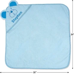 Blue Bear Hooded Animal Personalized Towel