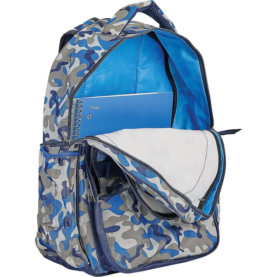 Blue Camo Backpack with Attached Personalized Lunch Bag