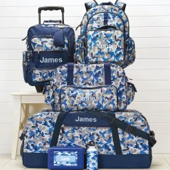 Blue Camo Backpack with Attached Personalized Lunch Bag