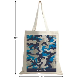 Blue Camo Personalized Canvas Tote