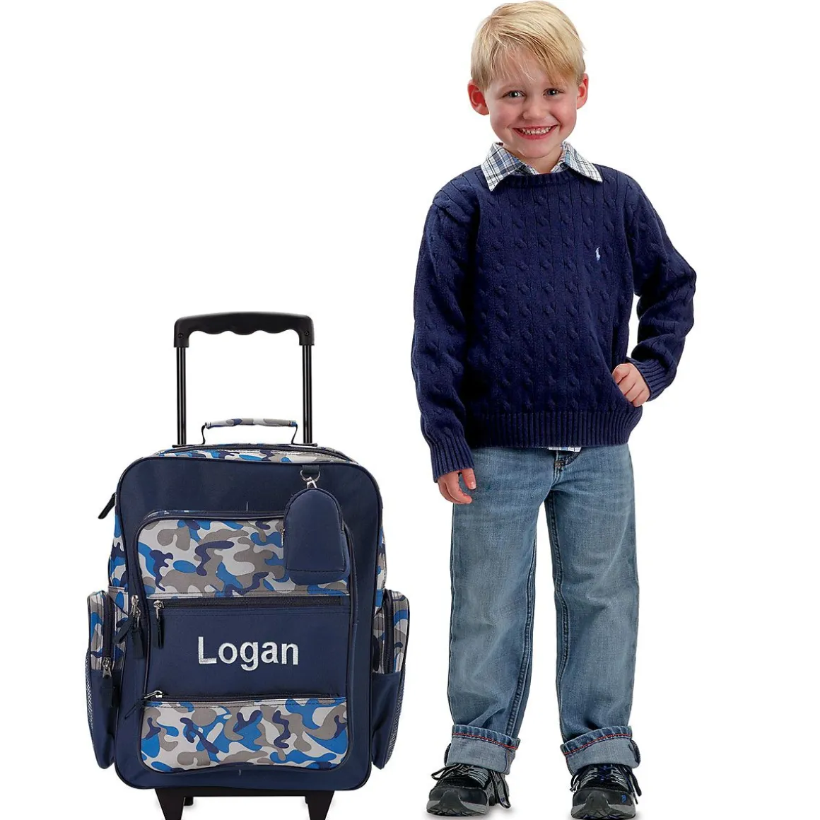Blue Camo Personalized Rolling Luggage