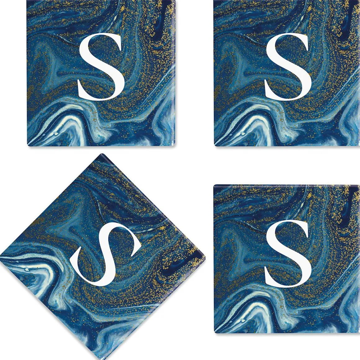 Blue Marble Personalized Ceramic Coasters