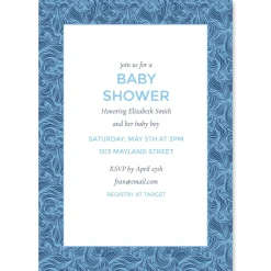 Blue Wave Frame Shower Personalized Invitations