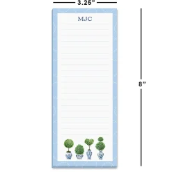 Blue & White Topiary Personalized Shopping List Pads