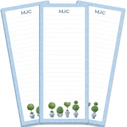 Blue & White Topiary Personalized Shopping List Pads