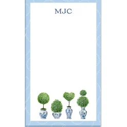 Blue & White Topiary Personalized Notepad