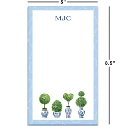 Blue & White Topiary Personalized Notepad