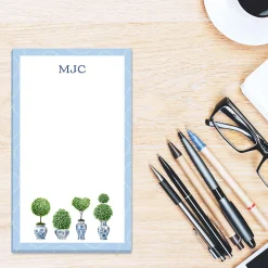 Blue & White Topiary Personalized Notepad
