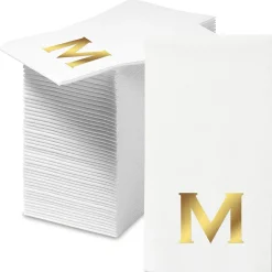 Bold Initial Foil Stamped Disposable Hand Towels