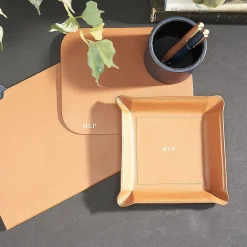 Bonded Leather Blue Pencil Cup