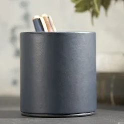 Bonded Leather Blue Pencil Cup