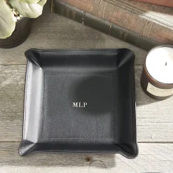 Bonded Leather Moldable Personalized Black Catchall