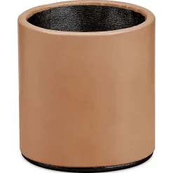 Bonded Leather Tan Pencil Cup