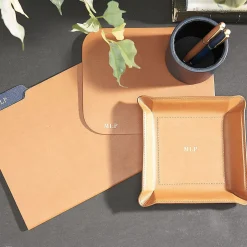 Bonded Leather Tan Pencil Cup