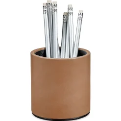 Bonded Leather Tan Pencil Cup