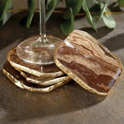Brown Agate Marble Glass Coaster