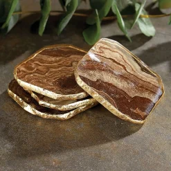 Brown Agate Marble Glass Coaster