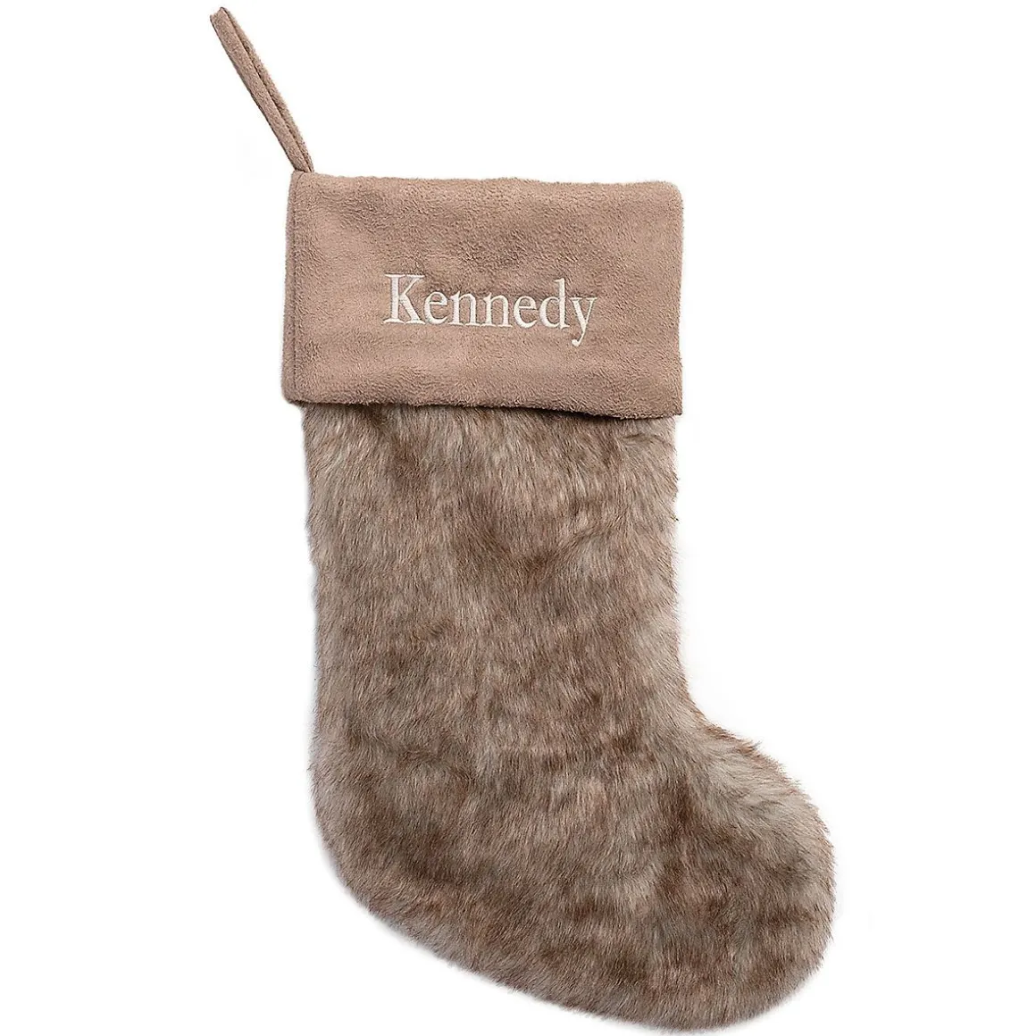 Brown Faux Fur Personalized Christmas Stocking